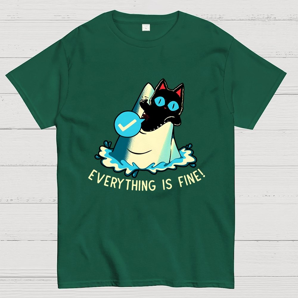 Everything Is Fine! Cat Geek T-Shirt