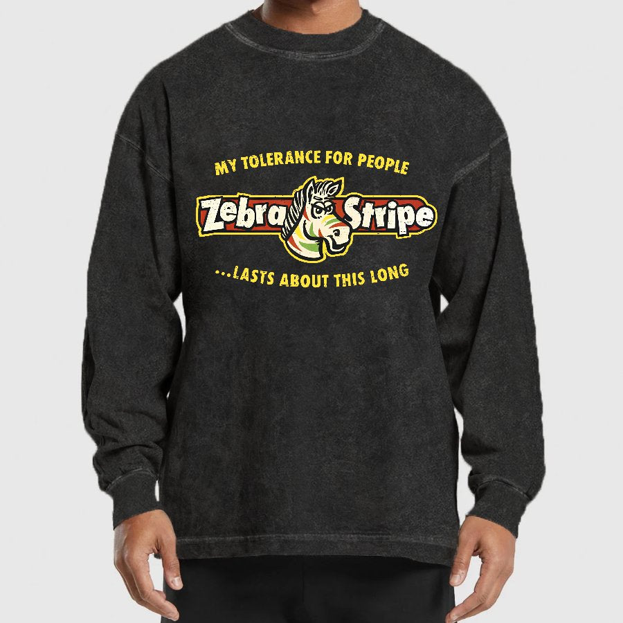 Zebra Fruit Stripe Gum Washed Long Sleeve Tee