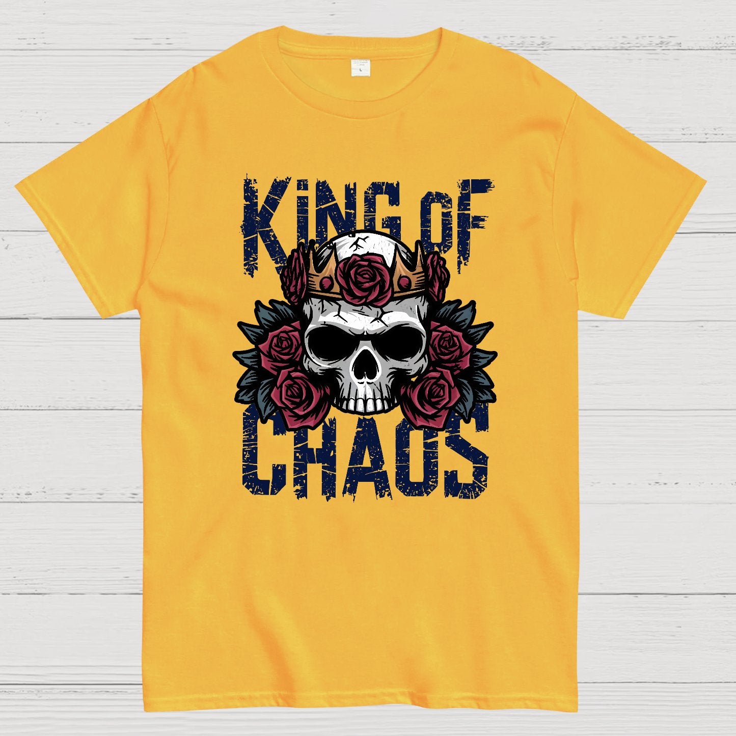 King of Chaos Skull Rose Crown Nerdy T-Shirt