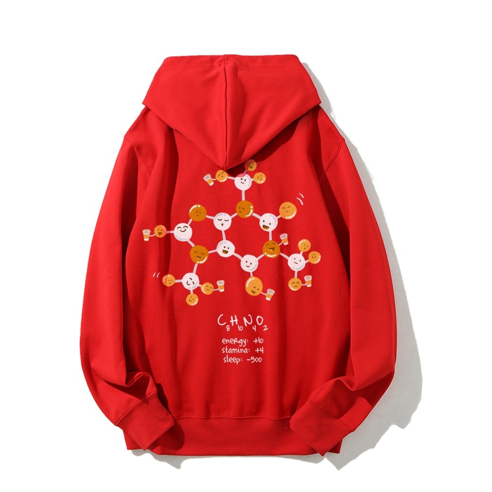 Caffeine Power Up Printed Back Unisex Cotton Hoodie