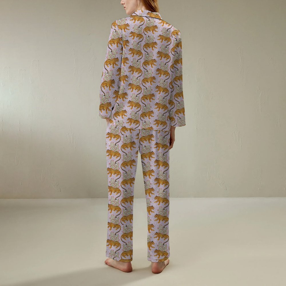 Leopard Art Print Geek Long Sleeve Pajama Set
