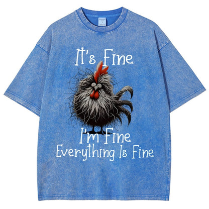 It's Fine，Funny Chick Vintage Distressed T-shirt