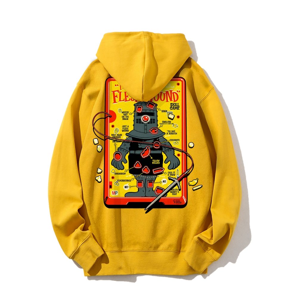 Flesh Wound Skill Game Nerdy Printed Back Cotton Hoodie