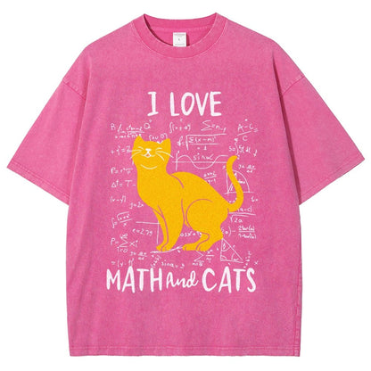 I Love Math And Cats Vintage Distressed T-shirt