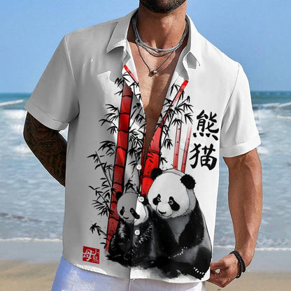Panda And Cub Sumi E Geek Hawaiian Shirt