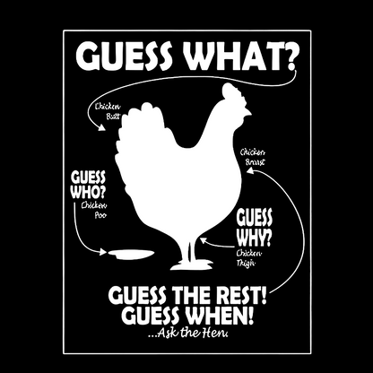 Guess What Chicken Butt White Print Geek T-Shirt