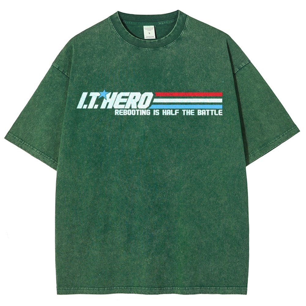 I.T. Hero Rebooting is Half the Battle Vintage Distressed T-shirt