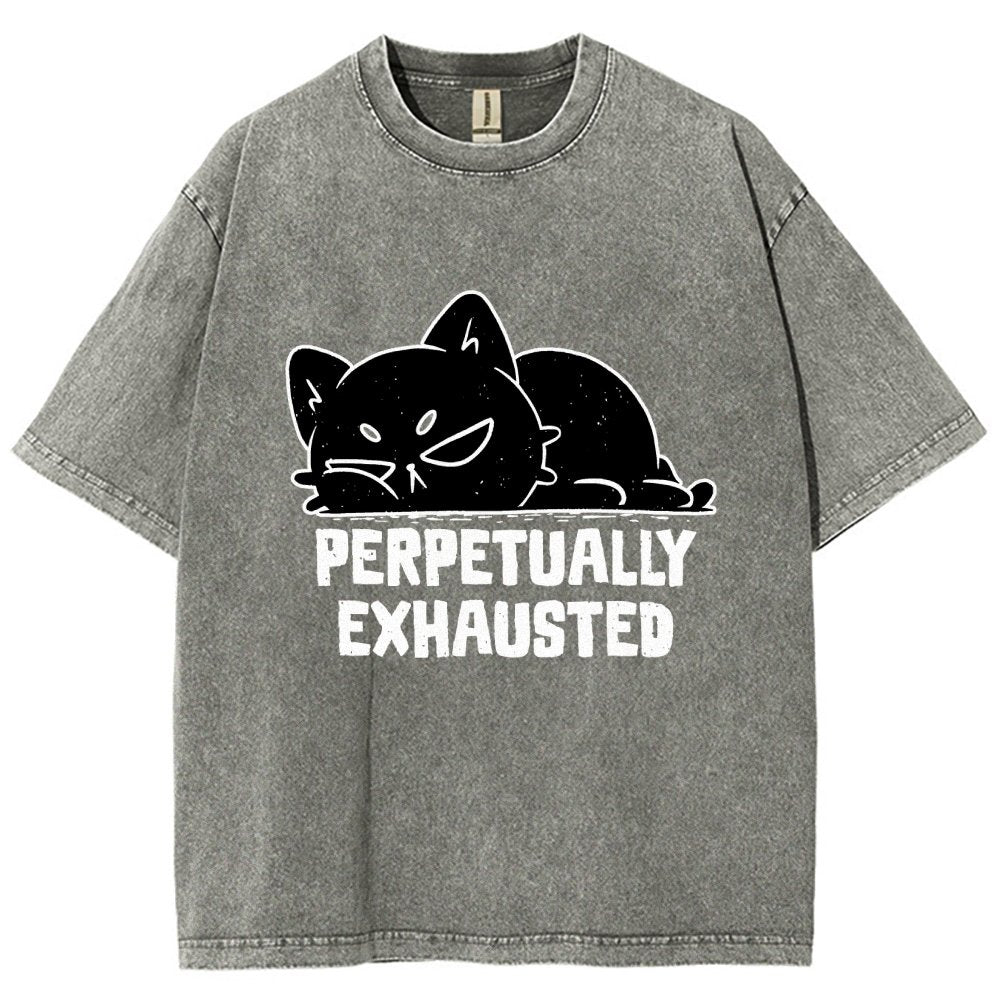 Perpetually Exhausted Cat Vintage Distressed T-shirt