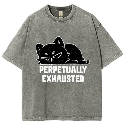 Perpetually Exhausted Cat Vintage Distressed T-shirt