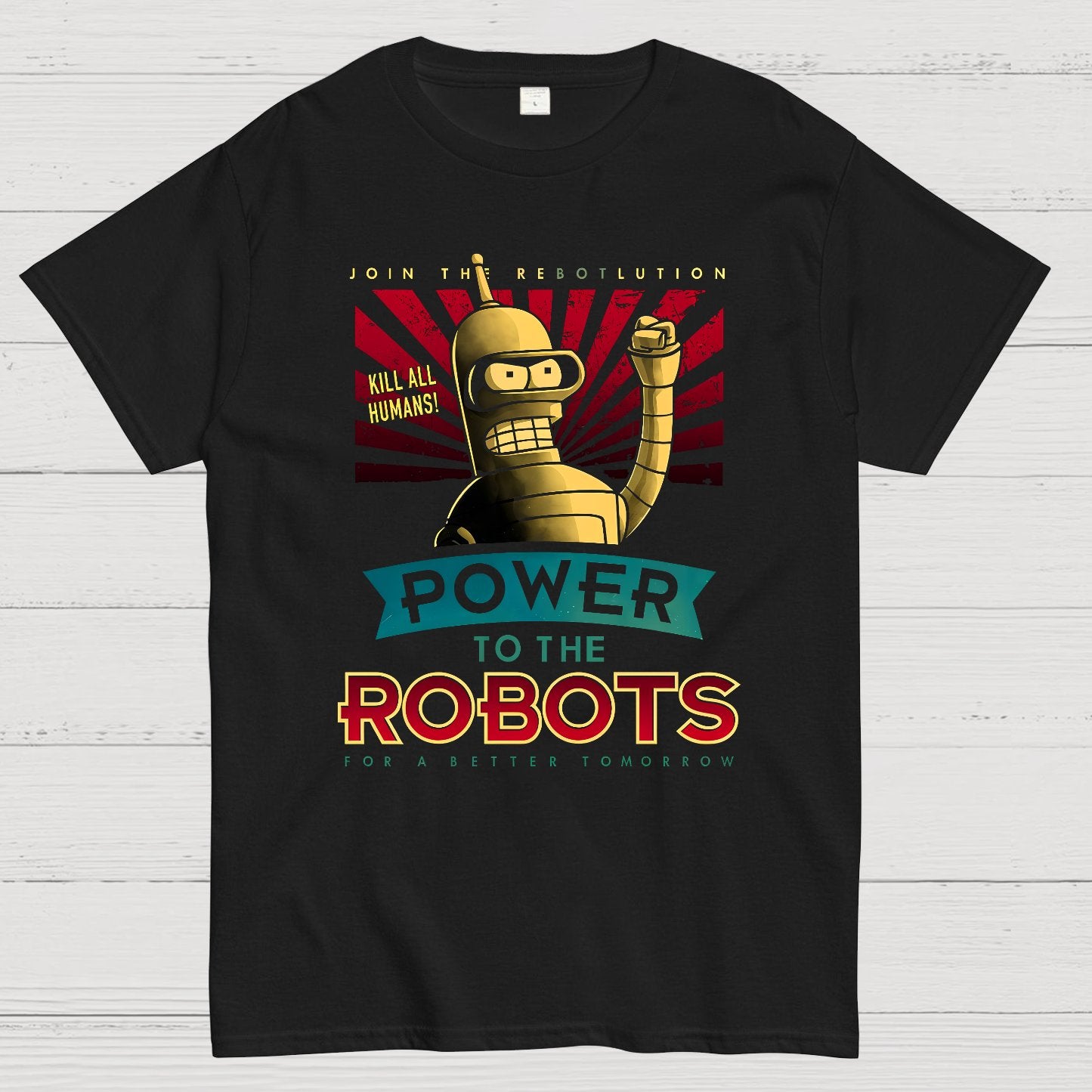 Power To The Robots Geek T-Shirt