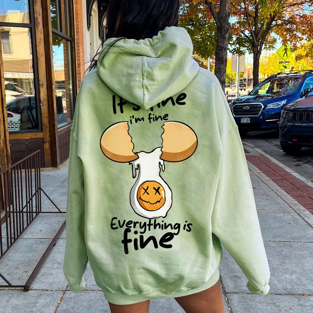 Everything is fine Printed Back Unisex Cotton Hoodie