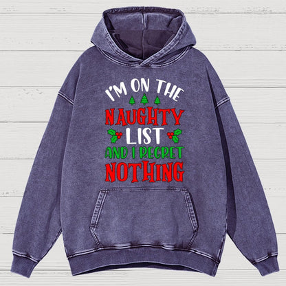 Naughty List And I Regret Nothing Vintage Distressed Hoodie