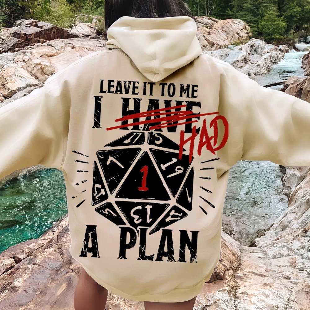 I Had A Plan Nerdy Printed Back Cotton Hoodie