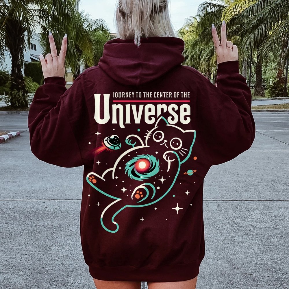 Journey to the Center of the Universe Geek Printed Back Cotton Hoodie