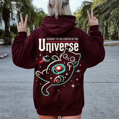Journey to the Center of the Universe Geek Printed Back Cotton Hoodie