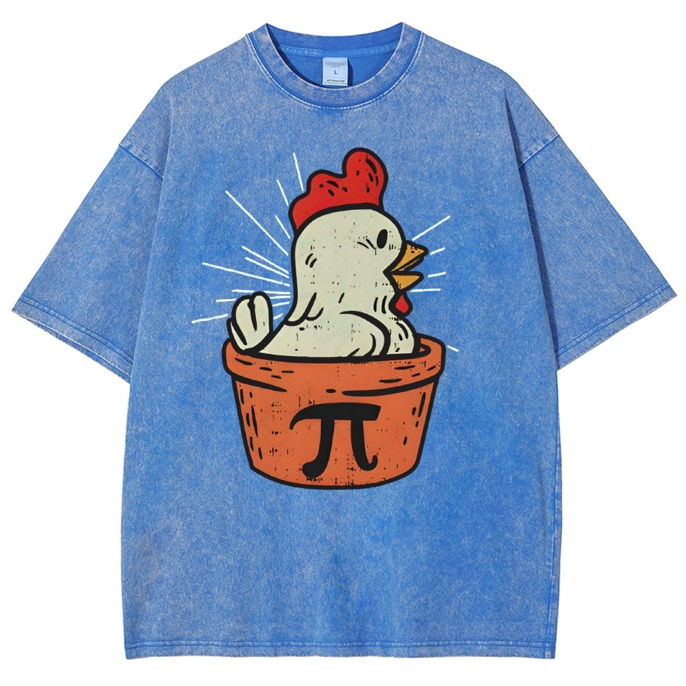 Funny Chicken Pot Pi Vintage Distressed T-shirt