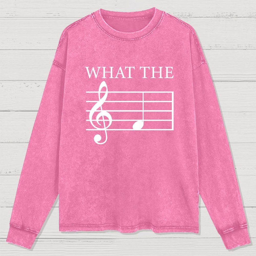 What The F Musical Note Washed Long Sleeve Tee