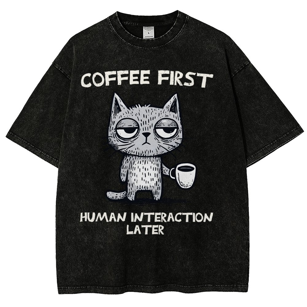 Coffee Firtst Vintage Distressed T-shirt