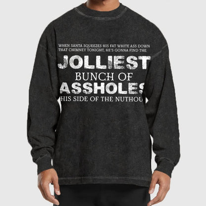 Jolliest Bunch Of this side of the Nuthouse Washed Long Sleeve Tee