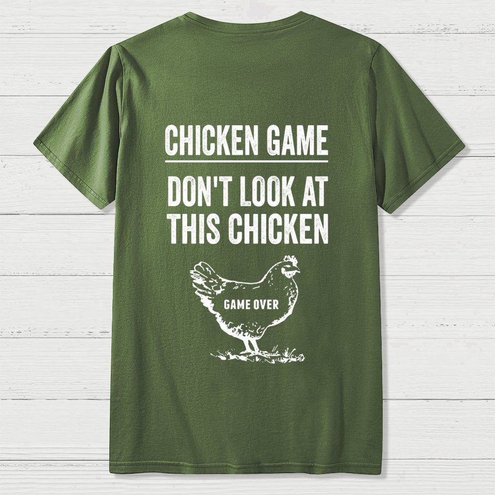 Chicken Game Nerd  Back Printing Geek T-Shirt