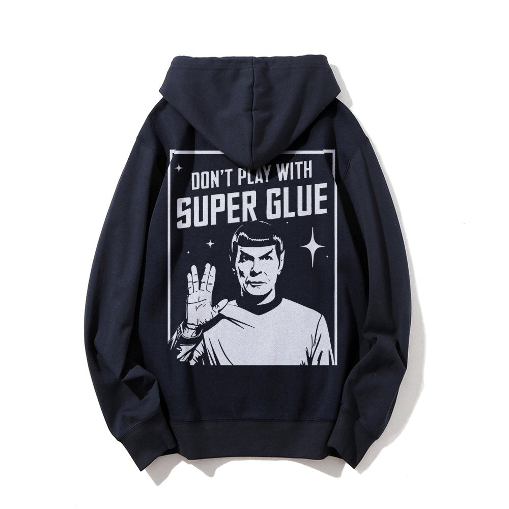 Don't Play With Superglue Printed Back Unisex Cotton Hoodie