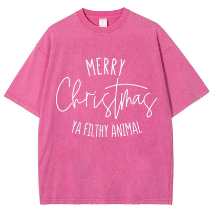 Merry Christmas Ya Filthy Animal Vintage Distressed T-shirt