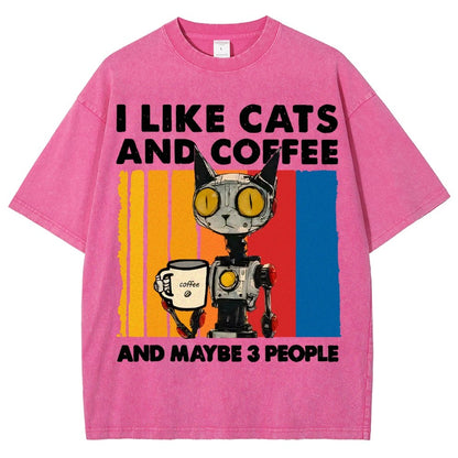 I Like Robot Cats And Coffee Vintage Distressed T-shirt