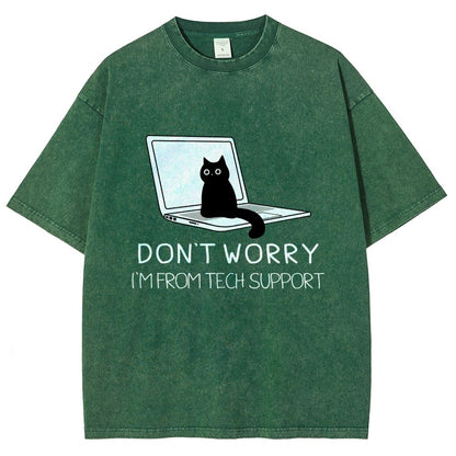 Funny Cat Tech Support  Vintage Distressed T-shirt