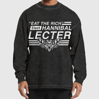 Eat The Rich Washed Long Sleeve Tee