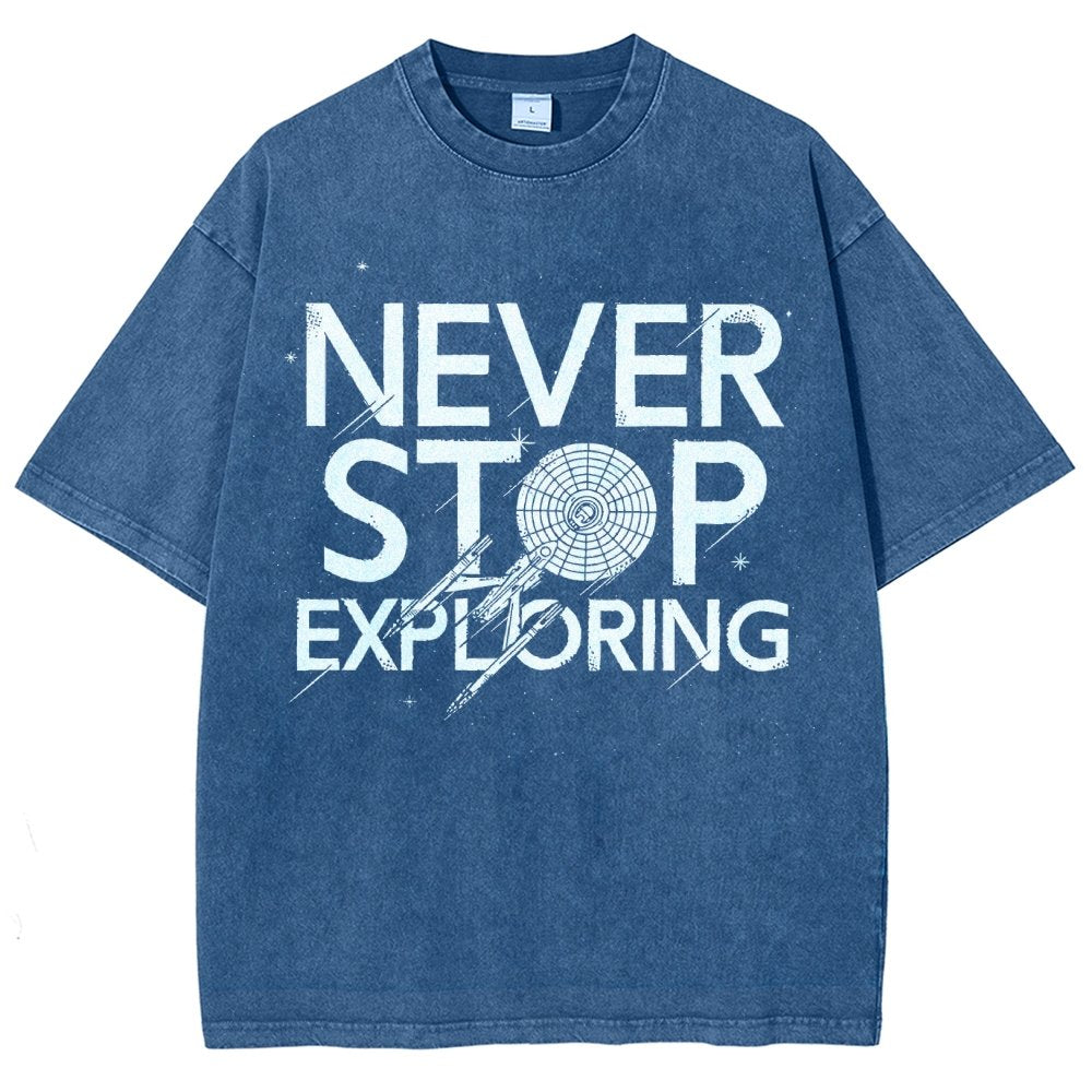 Never Stop Exploring Vintage Distressed T-shirt