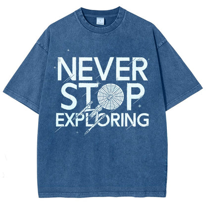 Never Stop Exploring Vintage Distressed T-shirt