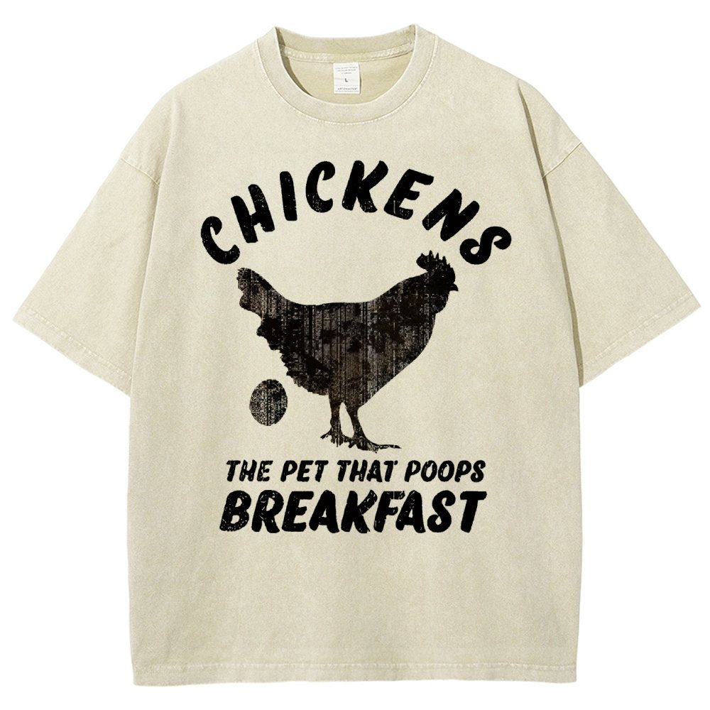 Chickens Poop Breakfast Vintage Distressed T-shirt