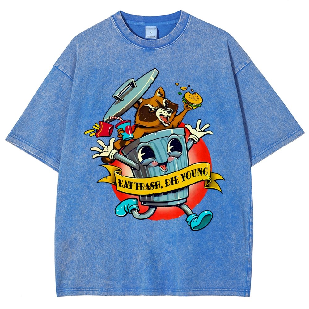 Eat trash die young vintage cartoon Classic Vintage Distressed T-shirt