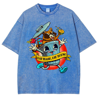 Eat trash die young vintage cartoon Classic Vintage Distressed T-shirt