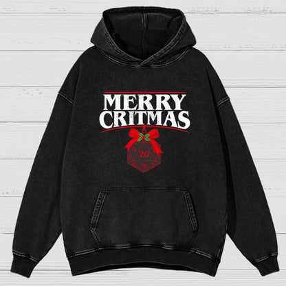Merry Critmas D20 Holiday Vintage Distressed Hoodie