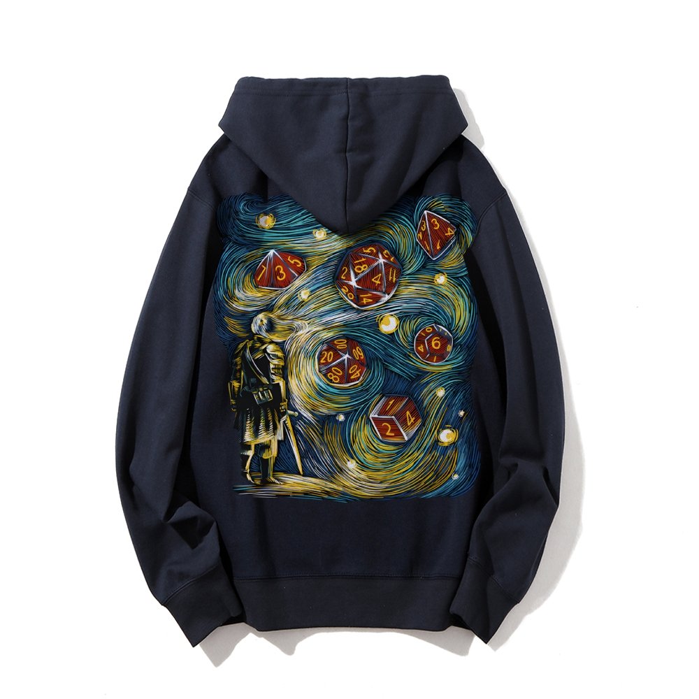 Starry Dice Printed Back Cotton Hoodie
