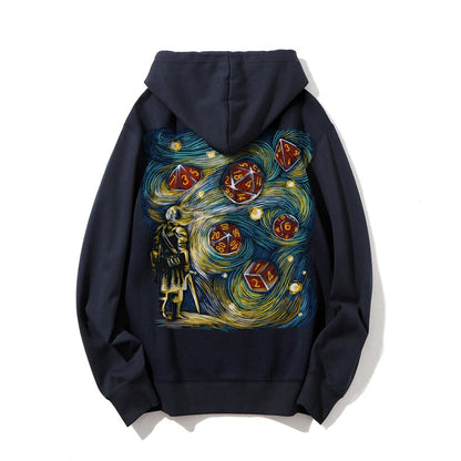 Starry Dice Printed Back Cotton Hoodie