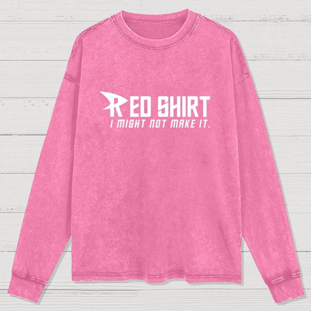 Red Shirt Washed Long Sleeve Tee