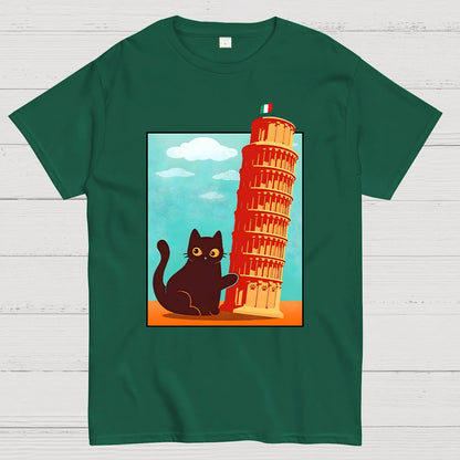 Purrfectly Tilted Funny Cat Geek T-Shirt