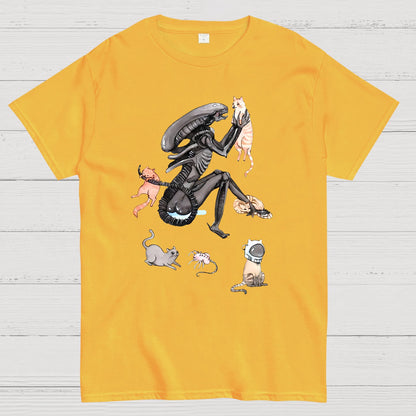 Funny Alien And Cat Geek T-Shirt