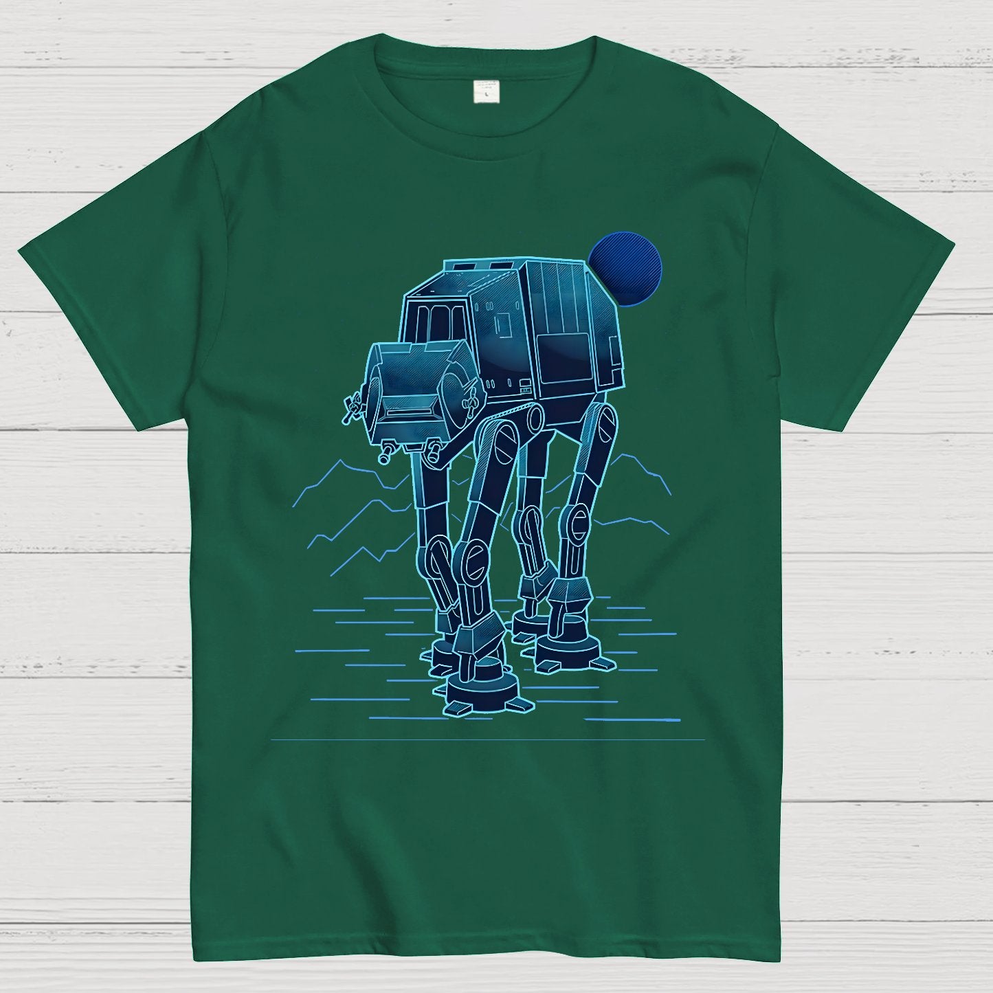 Neon Line-Art Armored Walker Geek T-Shirt