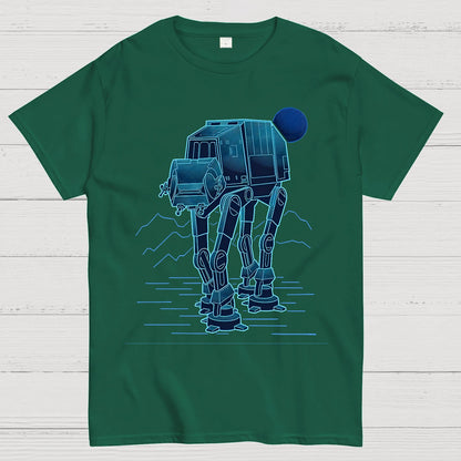 Neon Line-Art Armored Walker Geek T-Shirt
