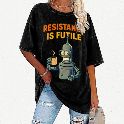 Funny Robot Coffee Design – Opposing Is Hopeless Vintage Distressed T-shirt