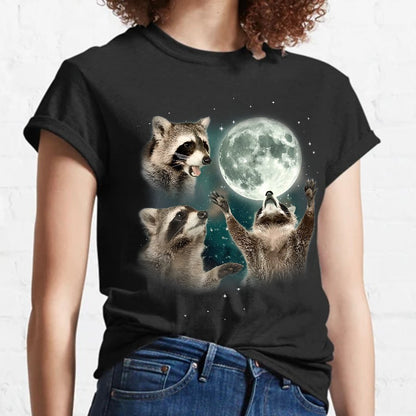 Three Raccoons Moon Geeky T-Shirt