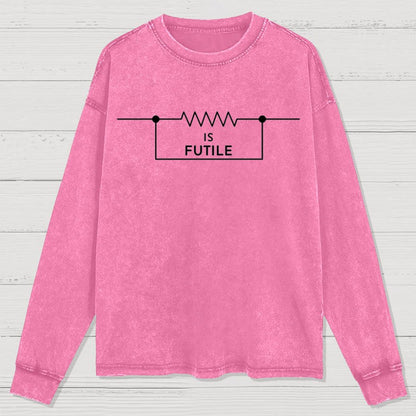 Funny Engineer Resistor Geek Science Washed Long Sleeve Tee