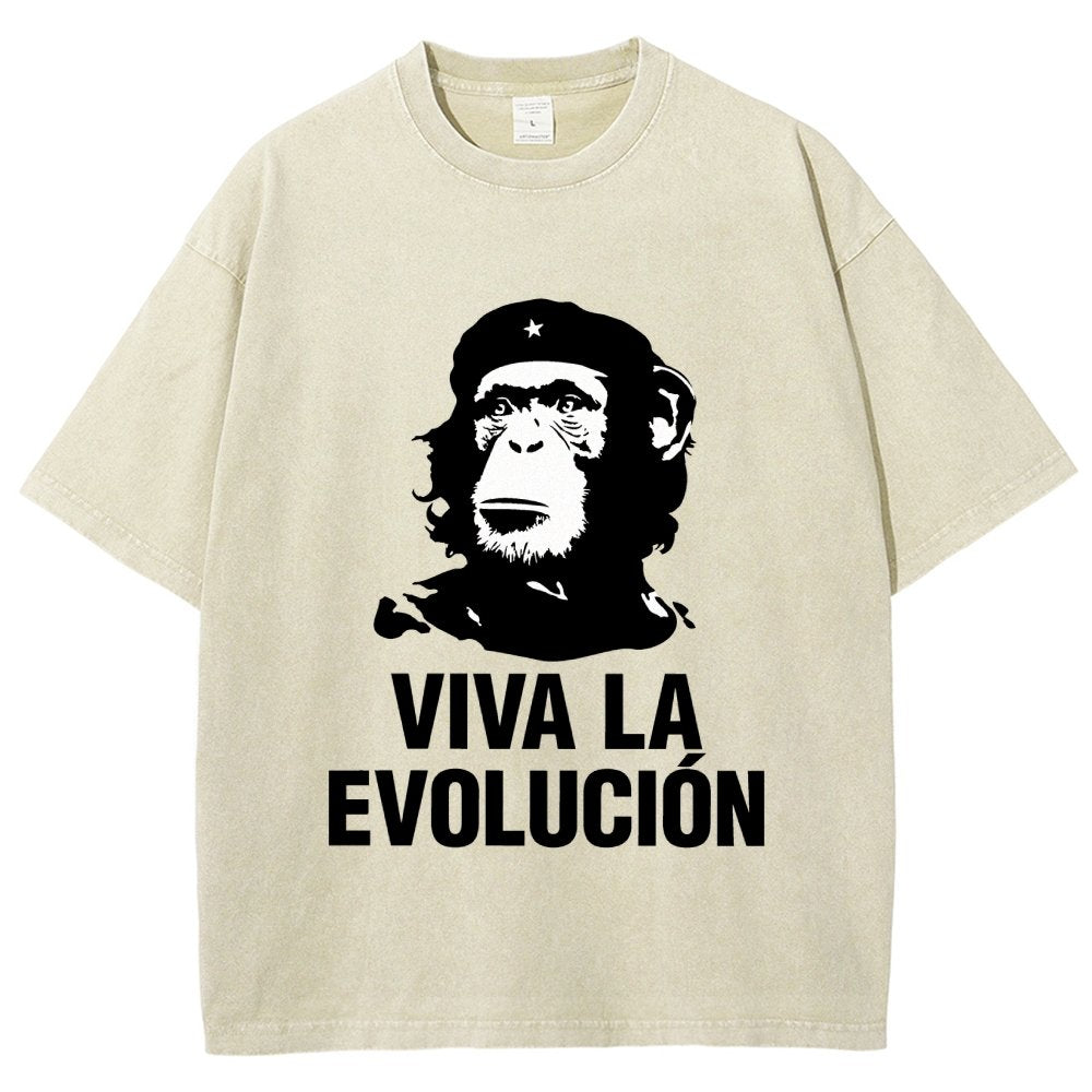 Marxist Evolution Funny Chimpanzee Monkey Rebellious Figure Parody Slogan Vintage Distressed T-shirt