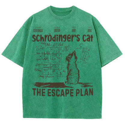 Schrodinger's Cat Escape Plan Interesting Physics Science Vintage Distressed T-shirt