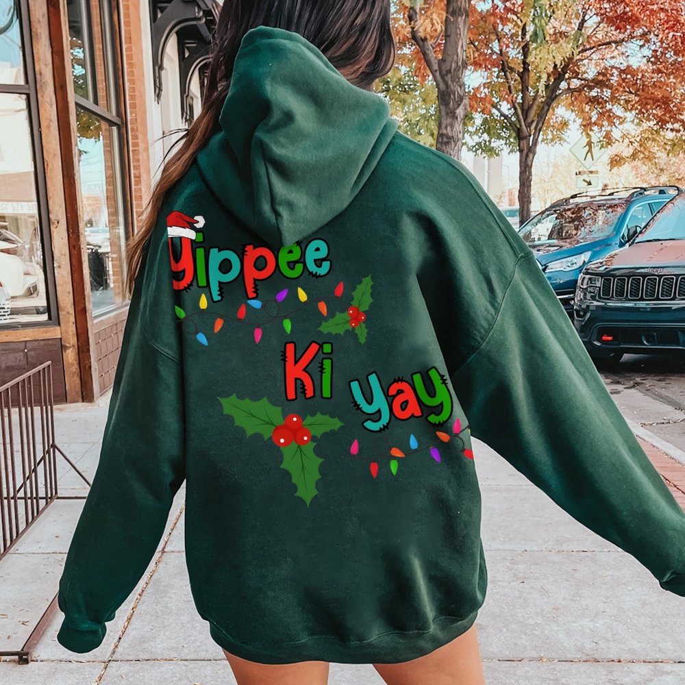 Yippee Ki Yay Christmas Printed Back Cotton Hoodie