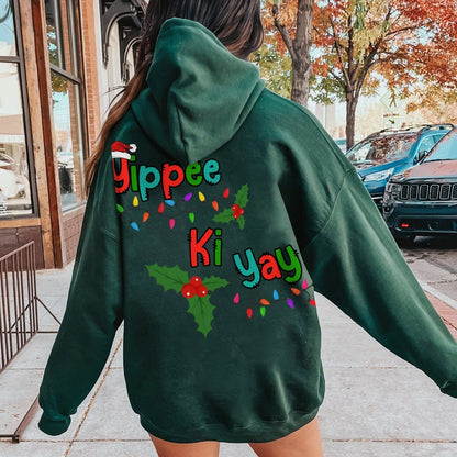 Yippee Ki Yay Christmas Printed Back Cotton Hoodie