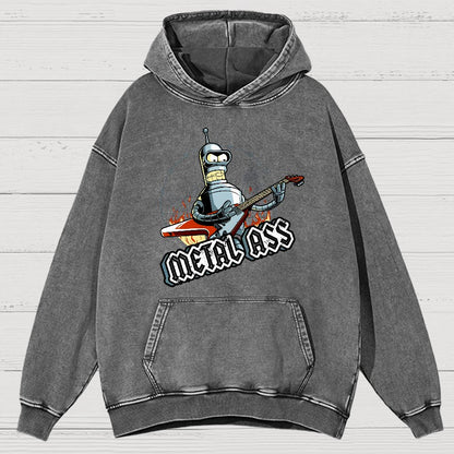 Robot Metal Rock Vintage Distressed Hoodie